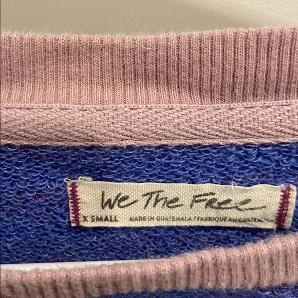 Free People We The Free Classic Striped Oversized Crewneck; Blue Combo; Size XS - Picture 5 of 10